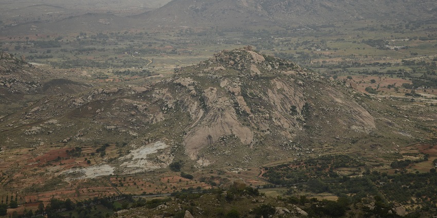 An aerial picture of a rocky hill, one of the best places to visit in Andhra Pradesh for adventure seekers