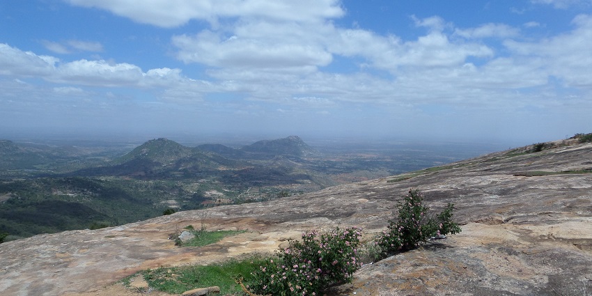 Majestic view from the Horsley hills, with the blue sky and forested hills in the background
