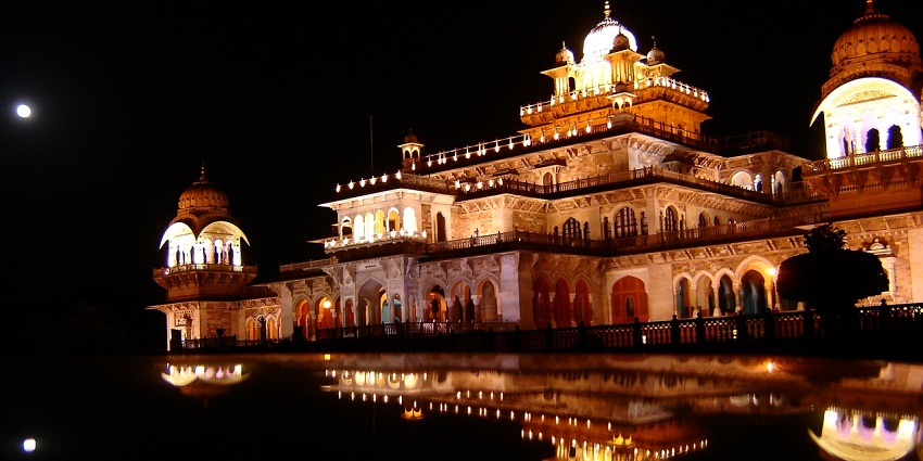 A night view of the Hotel Mansingh Palace, an idyllic place for New Year party in Ajmer.