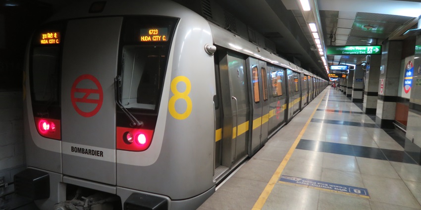 Delhi Metro in a yellow line station - which is connected with almost rest of the metro lines