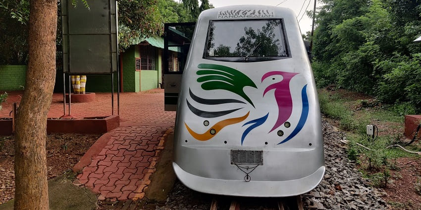 The Nandankanan toy train that runs in the zoo with routes from Bhubaneswar by road, rail, and air