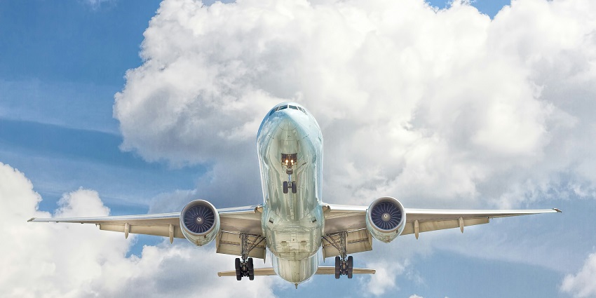 A view of an aeroplane, one of the most convenient and easy ways to reach Gujarat.