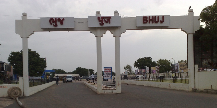The gates of Bhuj Railway Station, nearest train station from Kutch Wildlife Sanctuary.