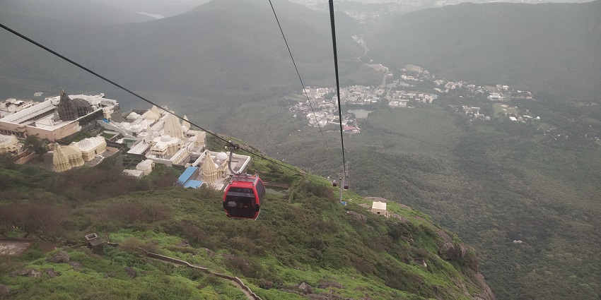 Scene of Girnar mountain and Girnar National Park from ropeway in Gujarat