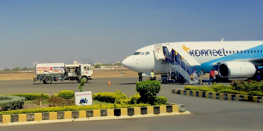 Rajkot airport runway with clear skies, serving as a gateway to the city’s attractions.