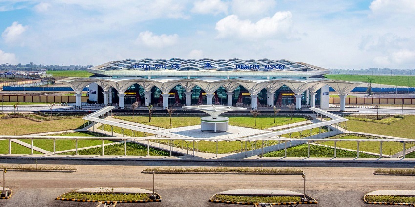 abalpur Airport's terminal, a major access point for visitors heading to Bagdara Wildlife Sanctuary.