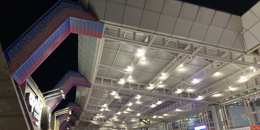 The entrance of Jaipur International Airport, a gateway to Tal Chhapar Wildlife Sanctuary.