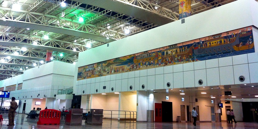 The Biju Patnaik International Airport in Odisha for visiting the caves.