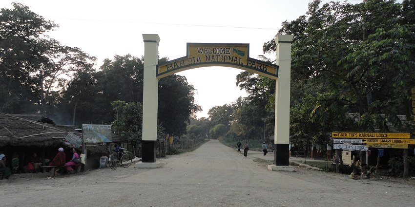 Path leading out of Bardiya National Park, transitioning to surrounding areas.