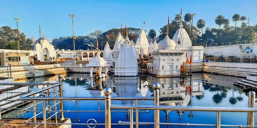 Amarkantak Temple at the Narmada River's origin in Amarkantak, featuring intricate architecture and design