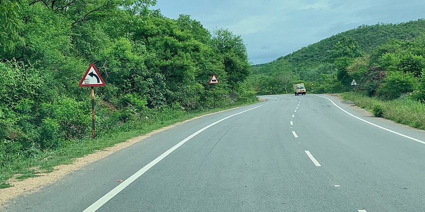 Panoramic view sof the beautiful lush green hills from where the road is passing through