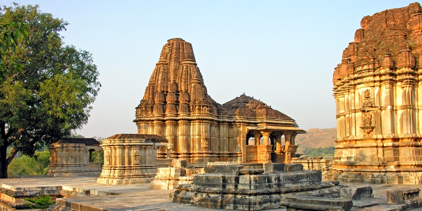 Stunning brown columns of a temple, a breathtaking example of architectural beauty.