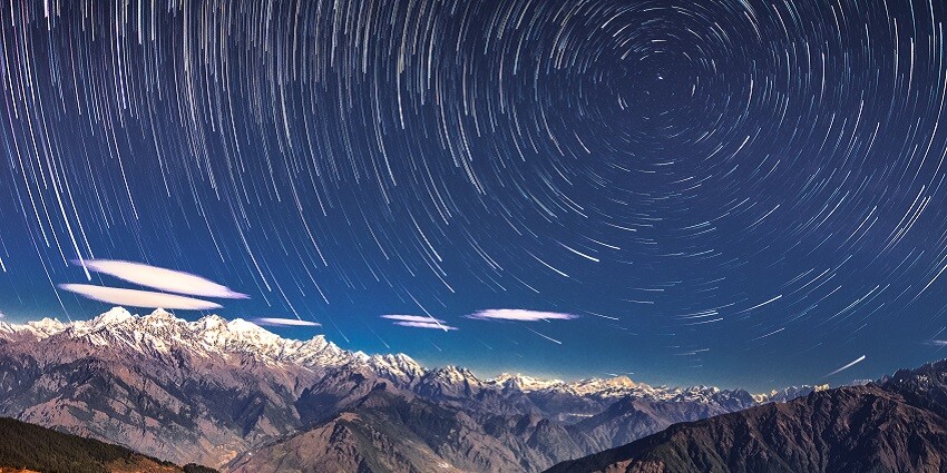 A scenic view of starry night at Langtang National Park in this remote Himalayan region
