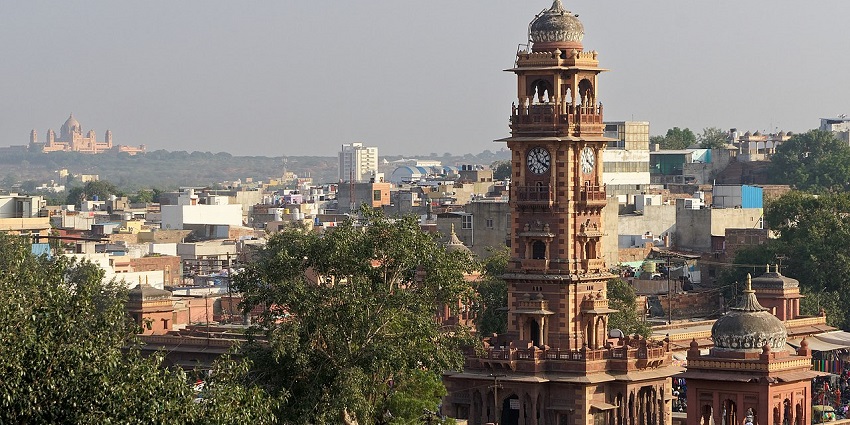 Panoramic view of the iconic Ghanta Ghar “ Clock tower” near Sardar Government Museum Jodhpur