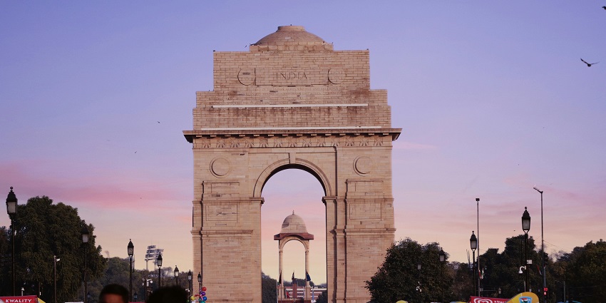 Beautiful Image of the historic India Gate located near the Laxminarayan temple