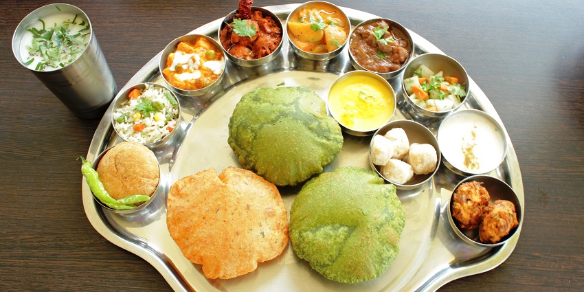 An indian thali, offering tourists the diverse flavours after long days of travel