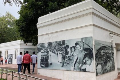 View of the Indira Gandhi Memorial Museum, showcasing its architecture and surrounding.