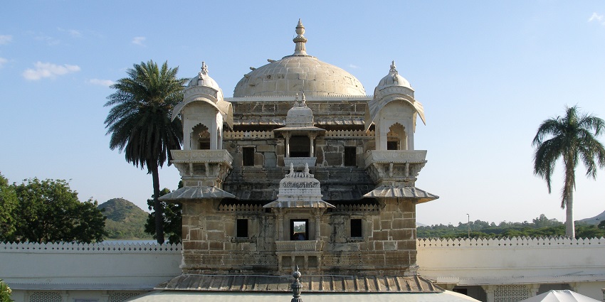 An image of the front view of Jag Mandir Palace, a royal gem and a must-visit spot.