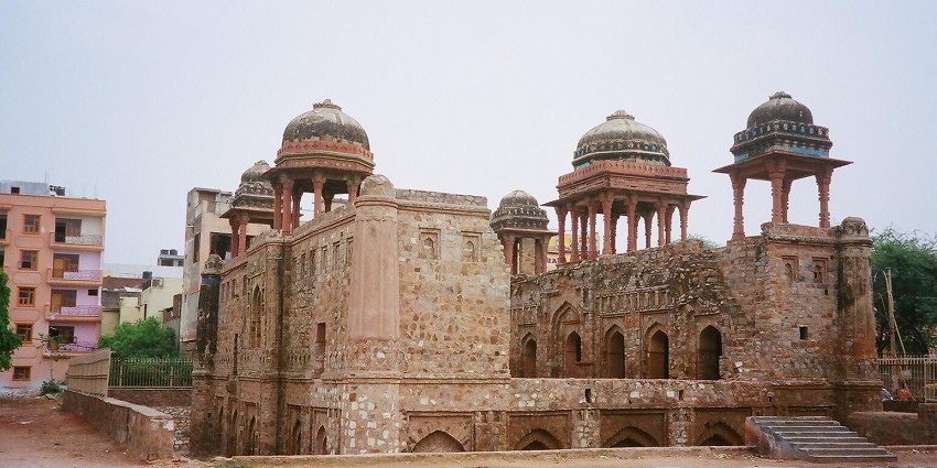 Jahaz Mahal or Ship Palace offers panoramic views of the surroundings and historic ruins.
