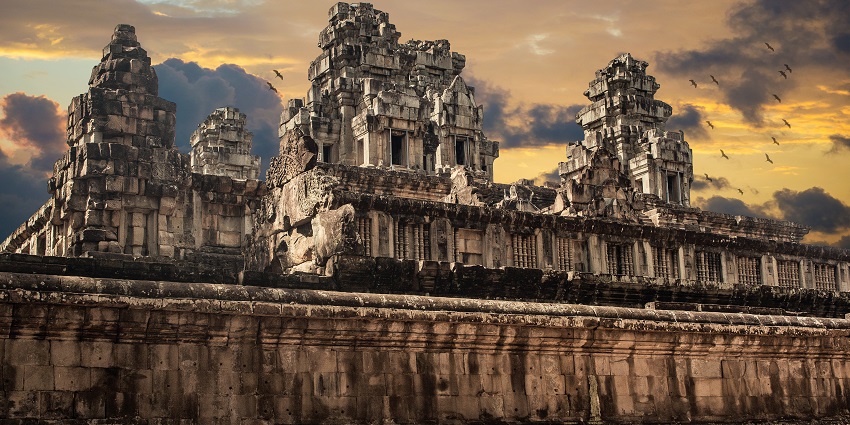 Ancient temple with intricate details, reminiscent of Tikamgarh's Jain Temples