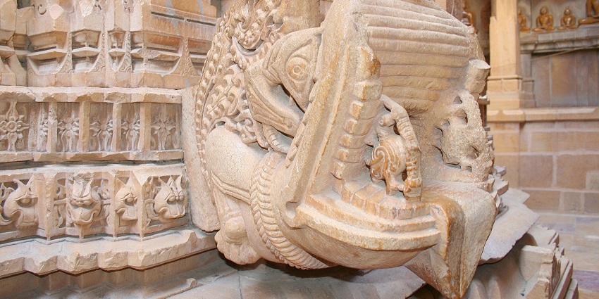 Detailed view of a Jain Temple in Jaisalmer, featuring intricate carvings and architecture