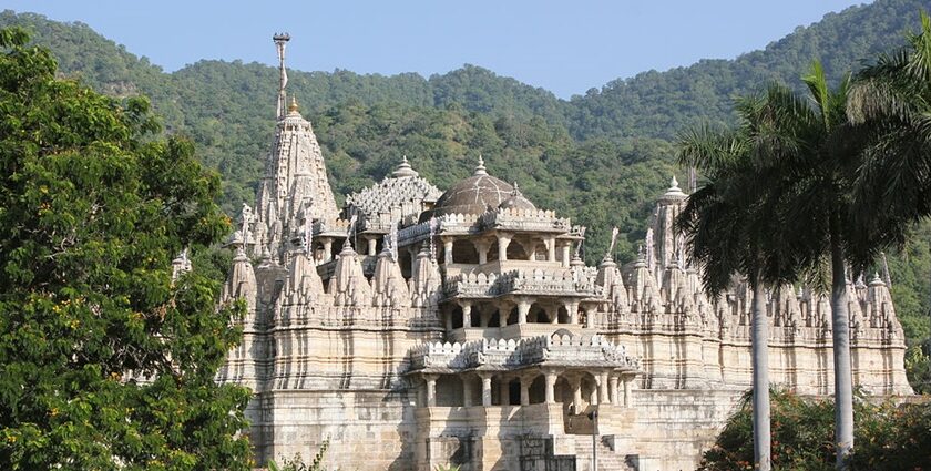 The Jain Temples in Gujarat are surrounded by lush greenery.