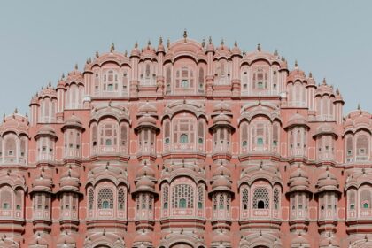 A detailed view of the Hawa Mahal also known as Palace of Breeze in Jaipur, Rajasthan.