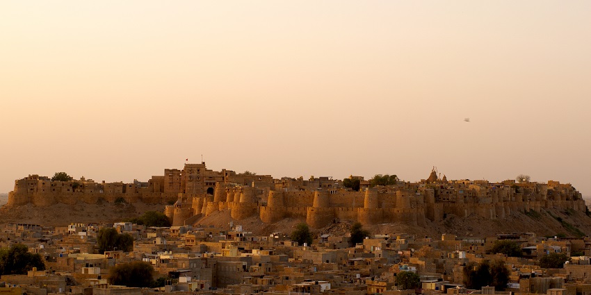 Jaisalmer Fort features golden sandstone walls and panoramic city views.