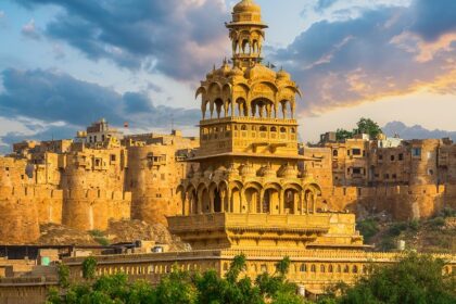 The golden hues of Jaisalmer Fort against a clear January sky, one of the top things to do in Jaisalmer during winter