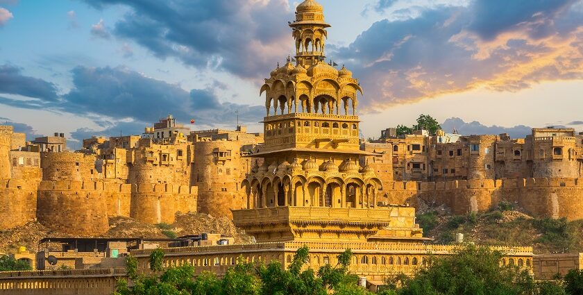 The golden hues of Jaisalmer Fort against a clear January sky, one of the top things to do in Jaisalmer during winter