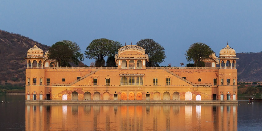 Scenic view of Jal Mahal, an attraction near Jaipur Airport, in the middle of Man Sagar Lake.