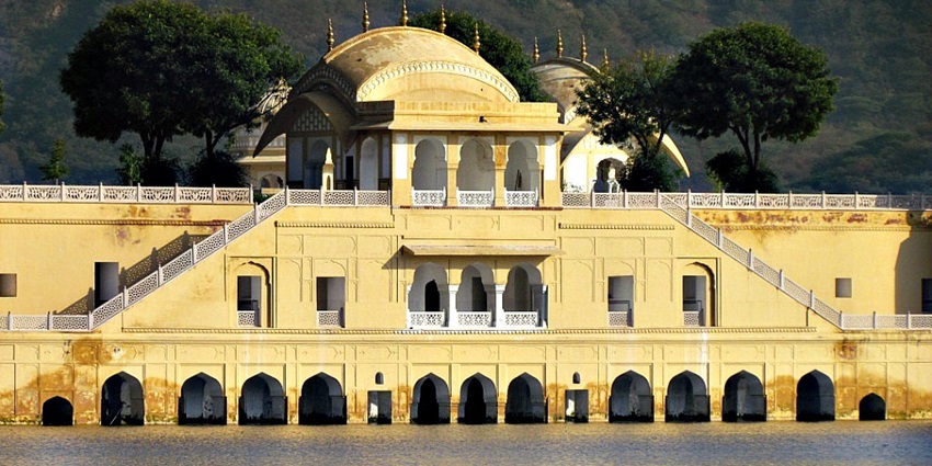 Tranquil water palace with reservoir, offering serene views and relaxation.