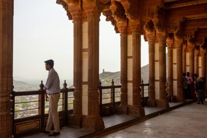 A man enjoying the view from Jalore Fort.