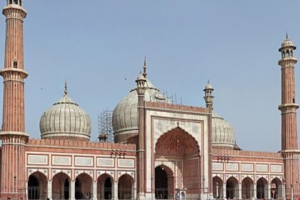 Panoramic image of the Jama Masjid in Old Delhi famous among the best food market in Delhi