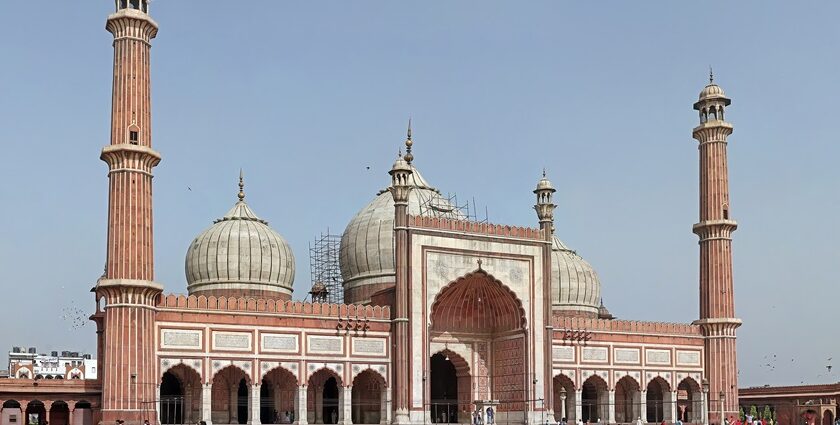 Panoramic image of the Jama Masjid in Old Delhi famous among the best food market in Delhi