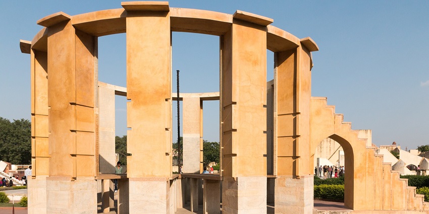 Jantar Mantar and its astronomical design, popular destination near Pink Pearl Water Park.