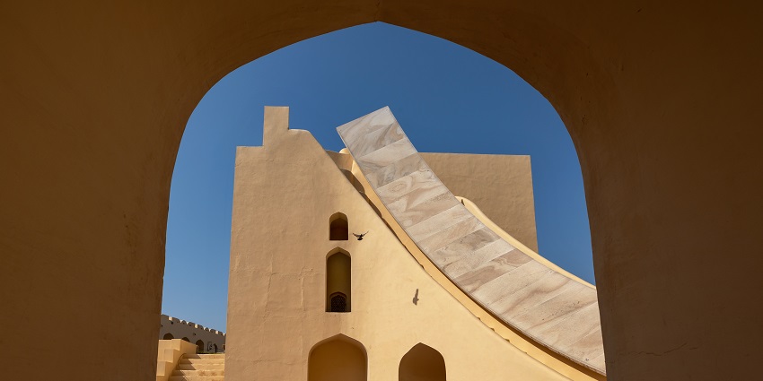 A view of the unique Jantar Mantar, one of the famous tourist attractions of Rajasthan.