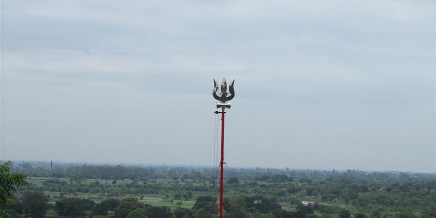 Panoramic view from the stairs, coming down the temple stairs, Jayanti Devi temple