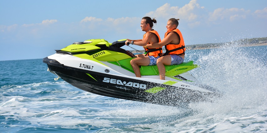 Jet Skiing is a thrilling water sport in Palolem Beach offering exciting opportunities.