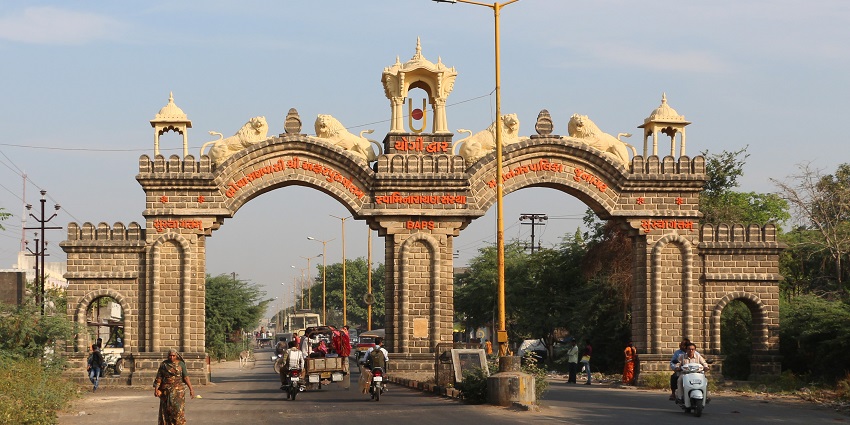 Scenic view of Gate of Junagadh with ancient architecture and spiritual significance
