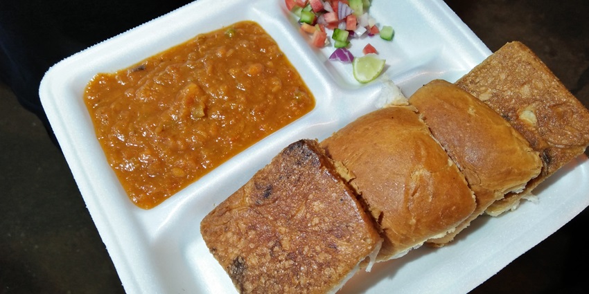 Popular street food snacks like pav bhaji and vada pav from Junagadh Cuisine Corner