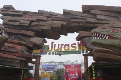 The entrance to the magnificent Jurassic water park in Sonipat.