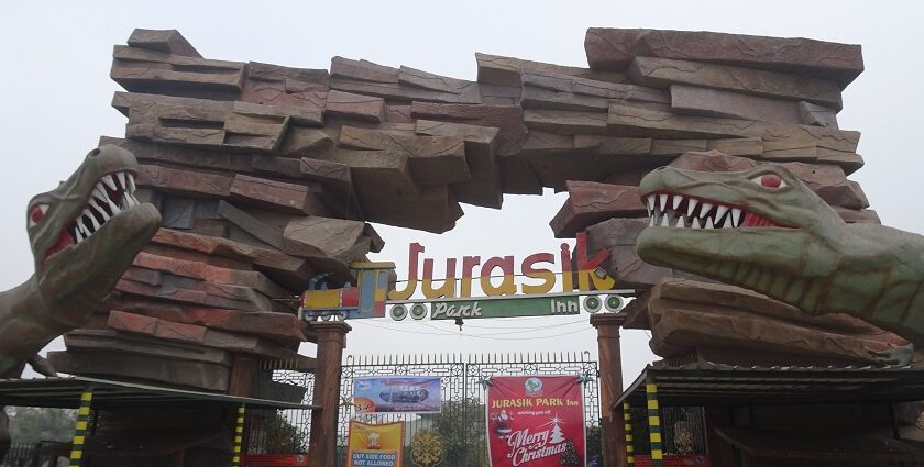 The entrance to the magnificent Jurassic water park in Sonipat.