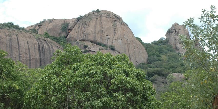 Kabbal Durga Hill has a steep terrain and remains of a fort that provide wide views