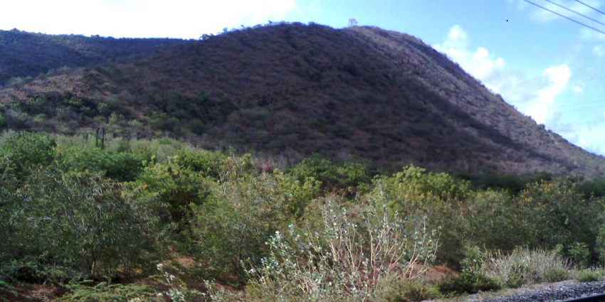 A panoramic image of the scaredKamadgiri Hill which is located near the Chitrakoot