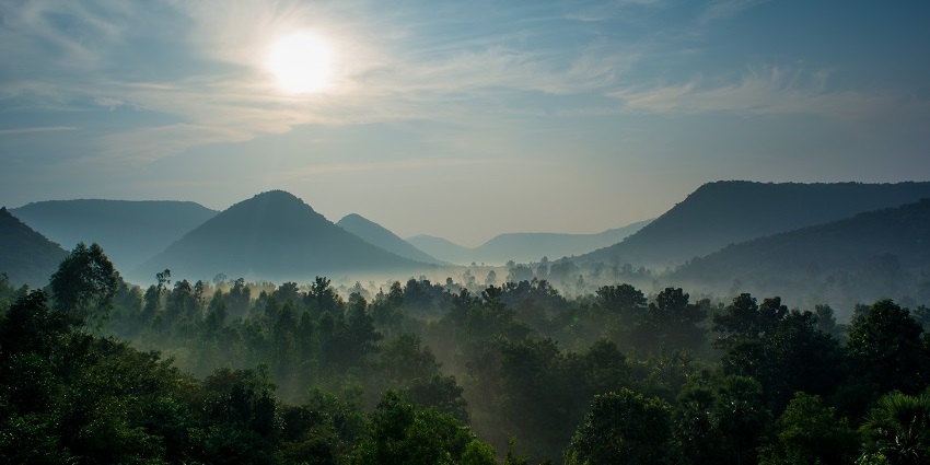 Misty over the hills view of Kambalakonda Wildlife Sanctuary, one of the best wildlife sanctuaries in Andhra Pradesh