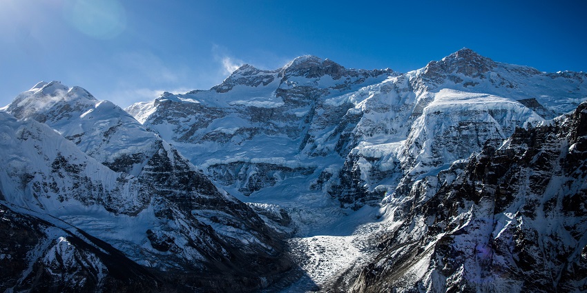 Mount Kanchenjunga, one of the most famous Himalaya base camp treks at great heights.