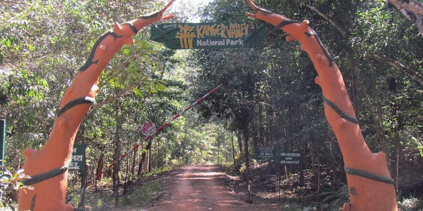 Wildlife and scenic forest landscape with waterfalls and caves in Kanger Ghati National Park