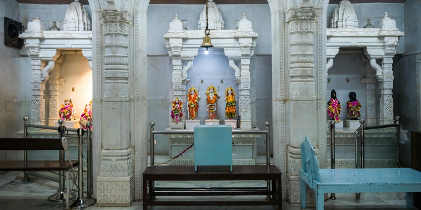Beautiful snapshot from the inside of the iconic Hanuman temple made of white marble