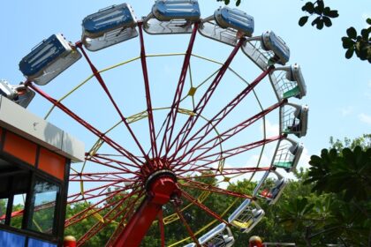 Image of the rides with high up and other fun ride in an Kankaria Adventure Park